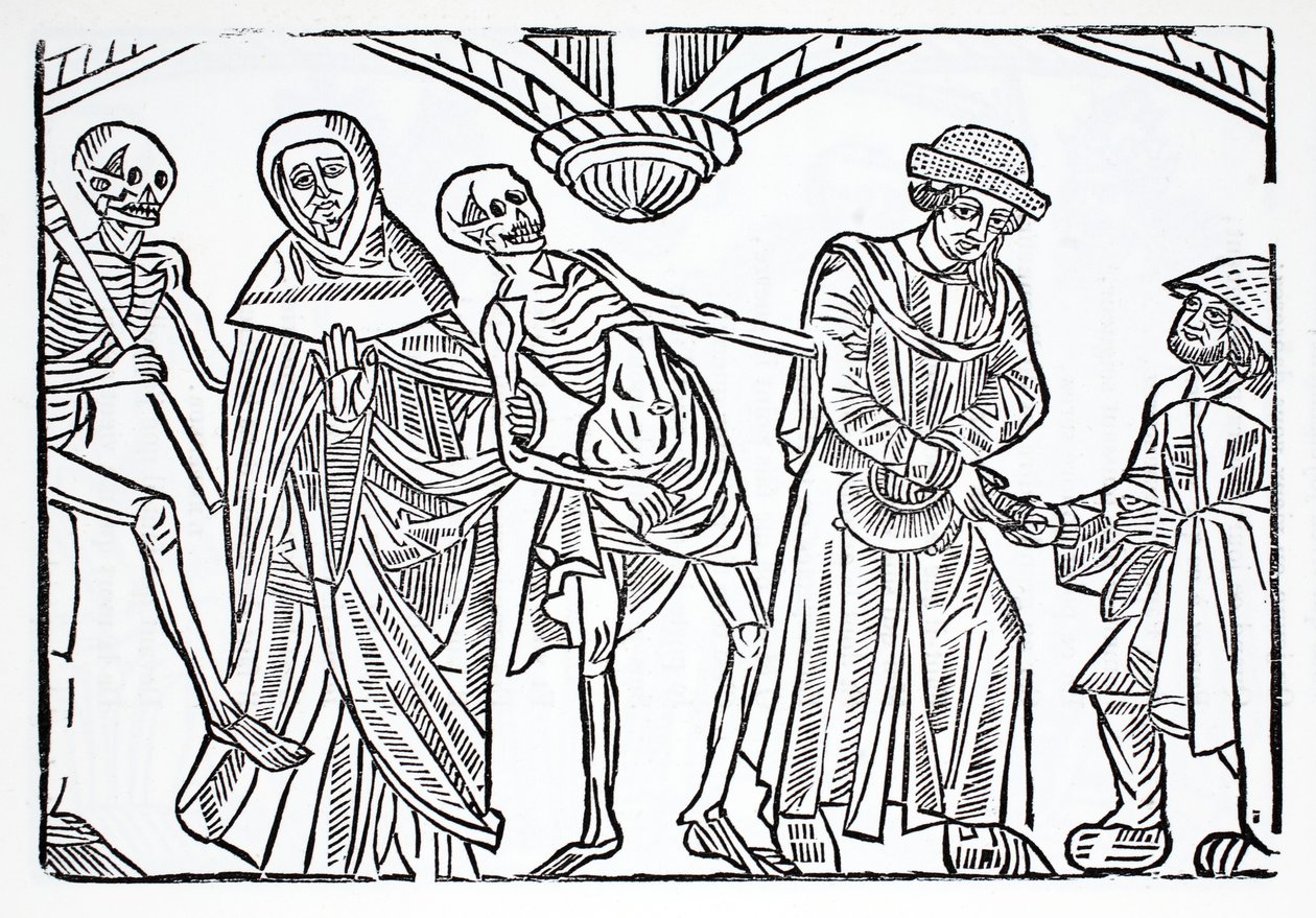 La muerte con un monje y un usurero de French School