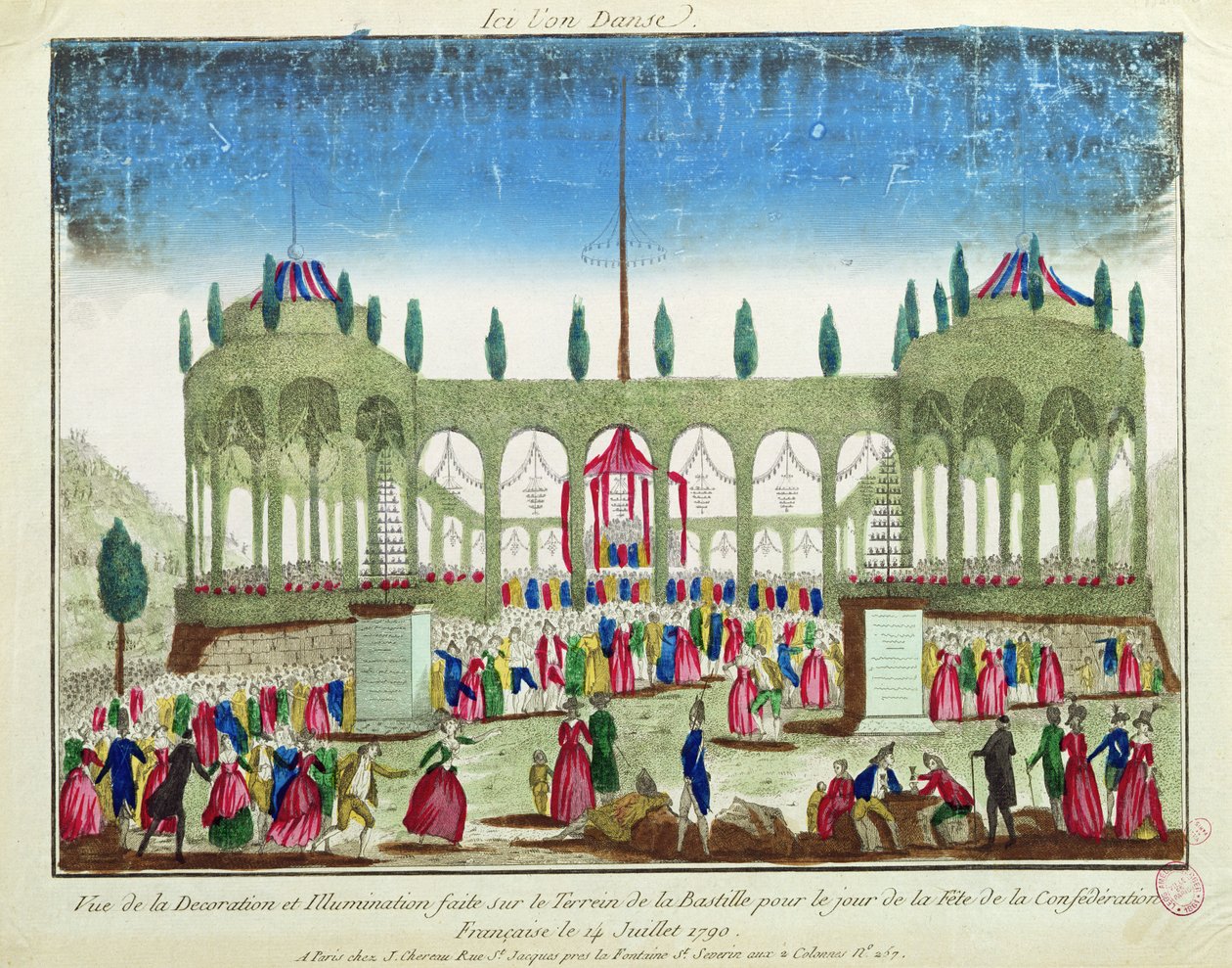 Decoración e iluminación de la Bastilla para el Festival de la Federación, 14 de julio de 1790 de French School