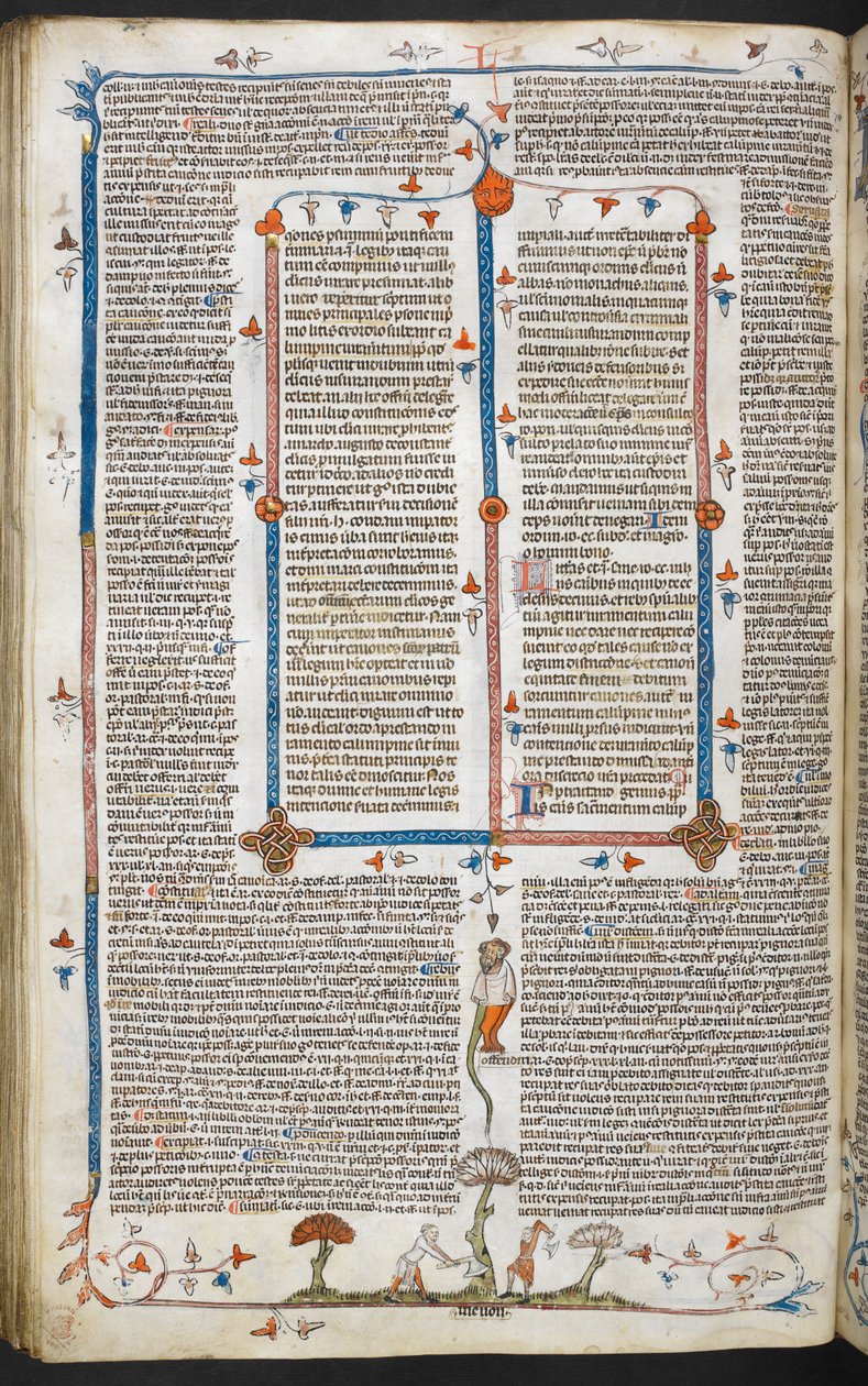 Decretales de Gregorio IX con glosa de Bernardo de Parma (las "Decretales de Smithfield"), MS Royal MS 10 E IV, f.100v, c.1300-40 (tinta sobre pergamino) de French School