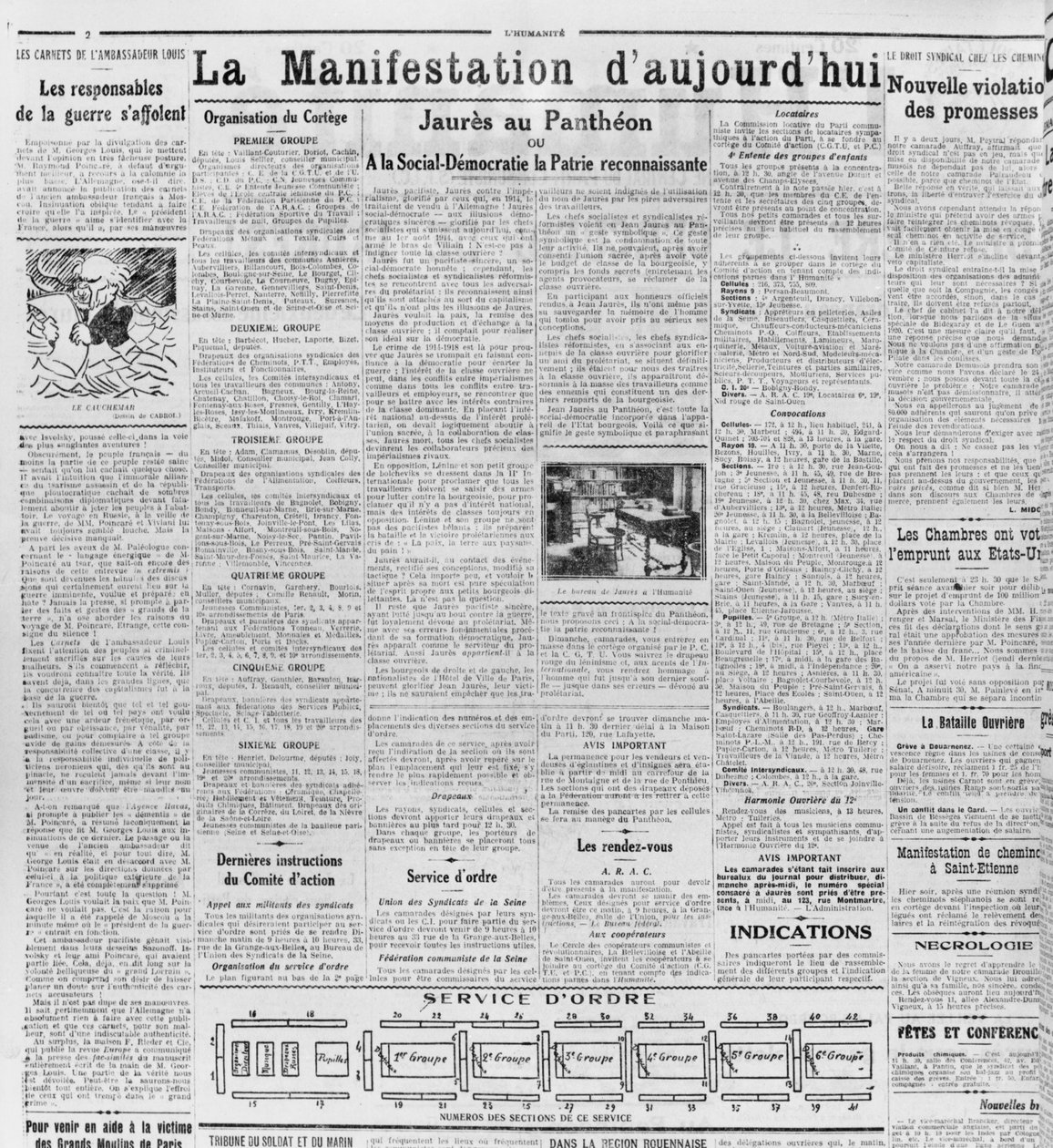 Manifestación del día, Jaurès en el Panteón, de L