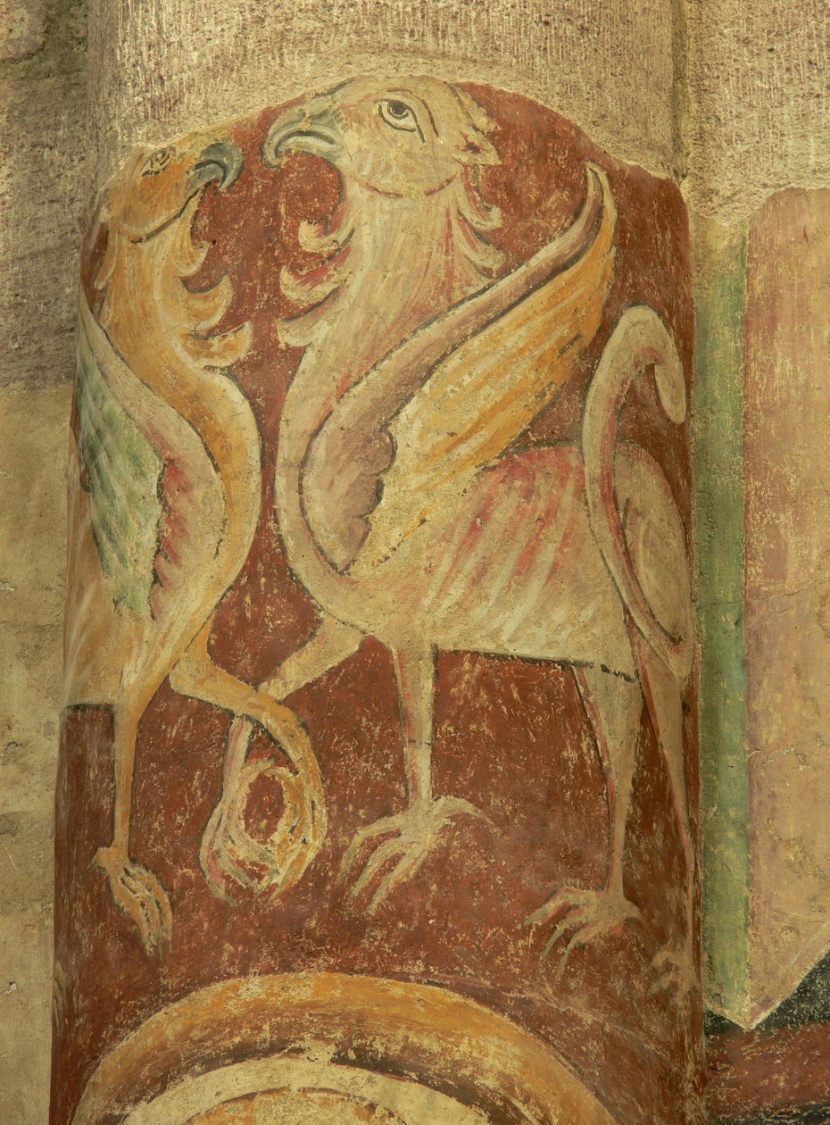 Representación de una vista interna con pinturas murales de French School