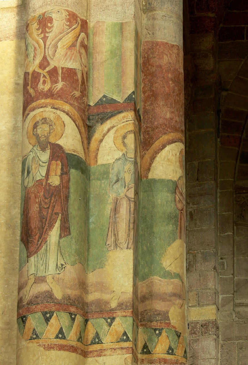 Representación de una vista interna con pinturas murales de French School