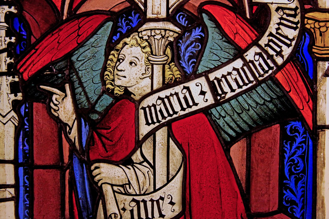 El ángel Gabriel en la Anunciación, originalmente del Alto Rin de French School