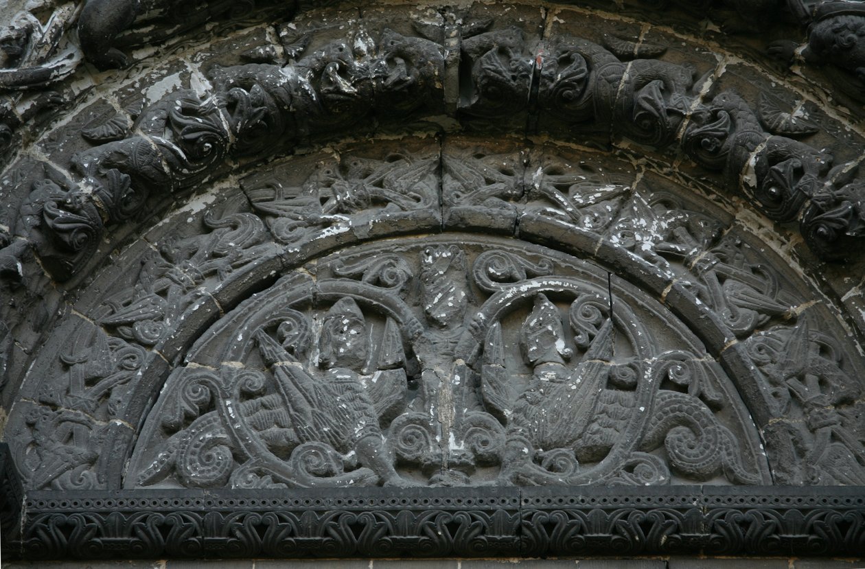 Representación del tímpano sobre la puerta norte de French School