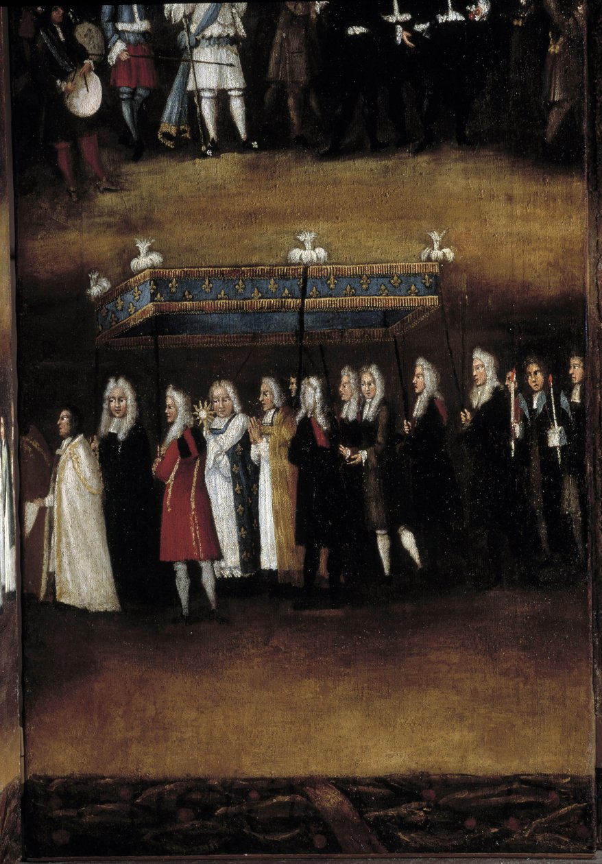 Detalle de una pantalla del siglo XVIII utilizada para la Fiesta de Dios (o Fiesta del Santísimo Sacramento) de French School