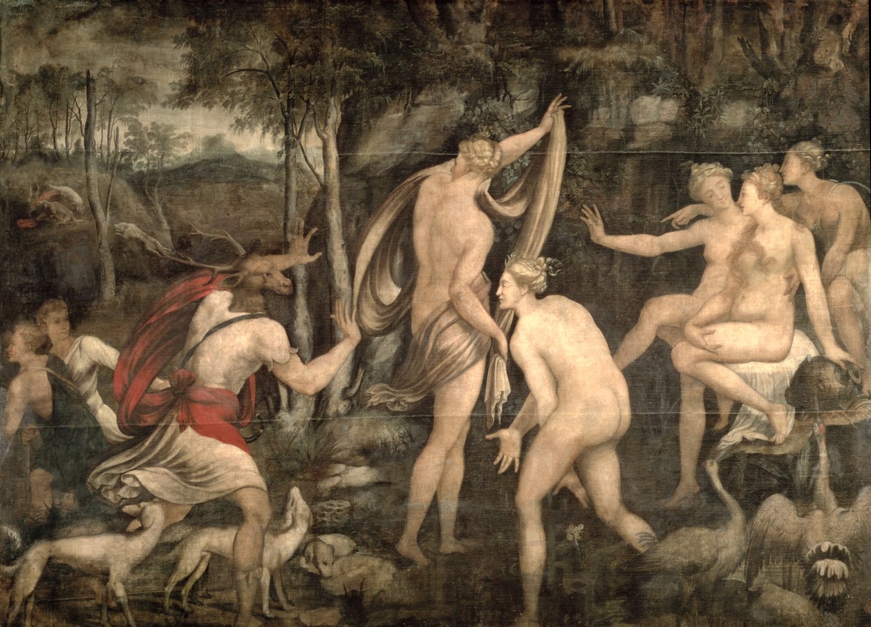 Diana y Acteón, Escuela de Fontainebleau, mediados del siglo XVI de French School