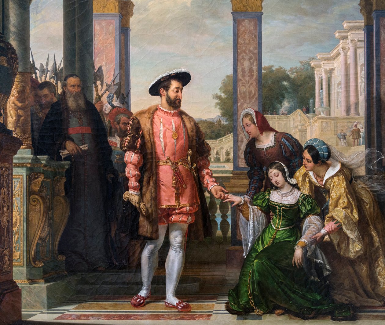 Diana de Poitiers implora la gracia de su padre a Francisco I (detalle) de French School
