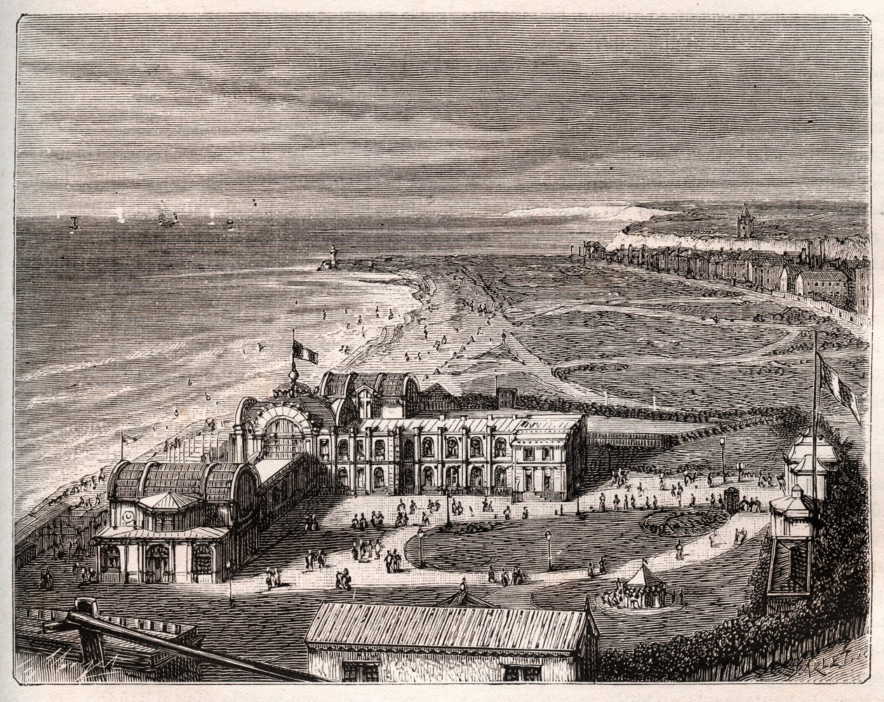 Dieppe - Normandía - grabado en “La France illustrée: géographie, histoire, administración statistique” por V.A. Malt-Brown. 1884 de French School