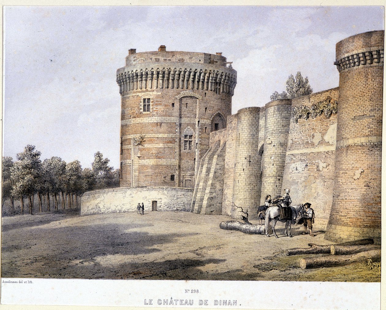 Castillo de Dinan - Litografía, finales del siglo XIX de French School