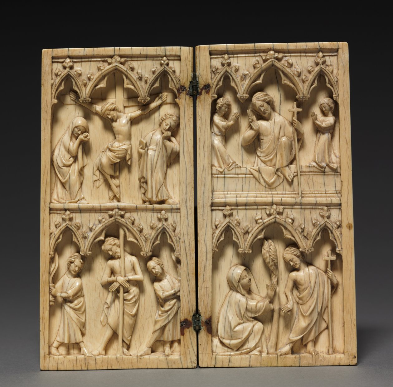 Díptico: Escenas de la Pasión y la Vida después de Cristo, c.1330-1350 de French School
