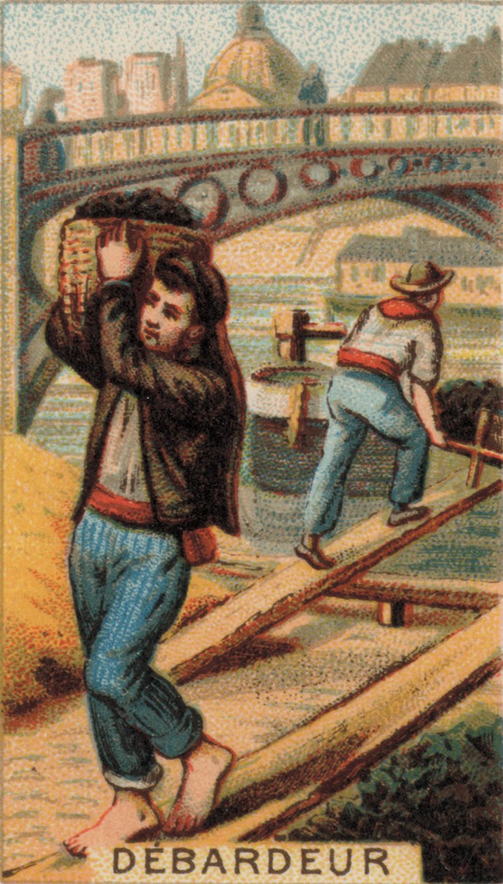 Estibador descargando una barcaza (cromolito) de French School
