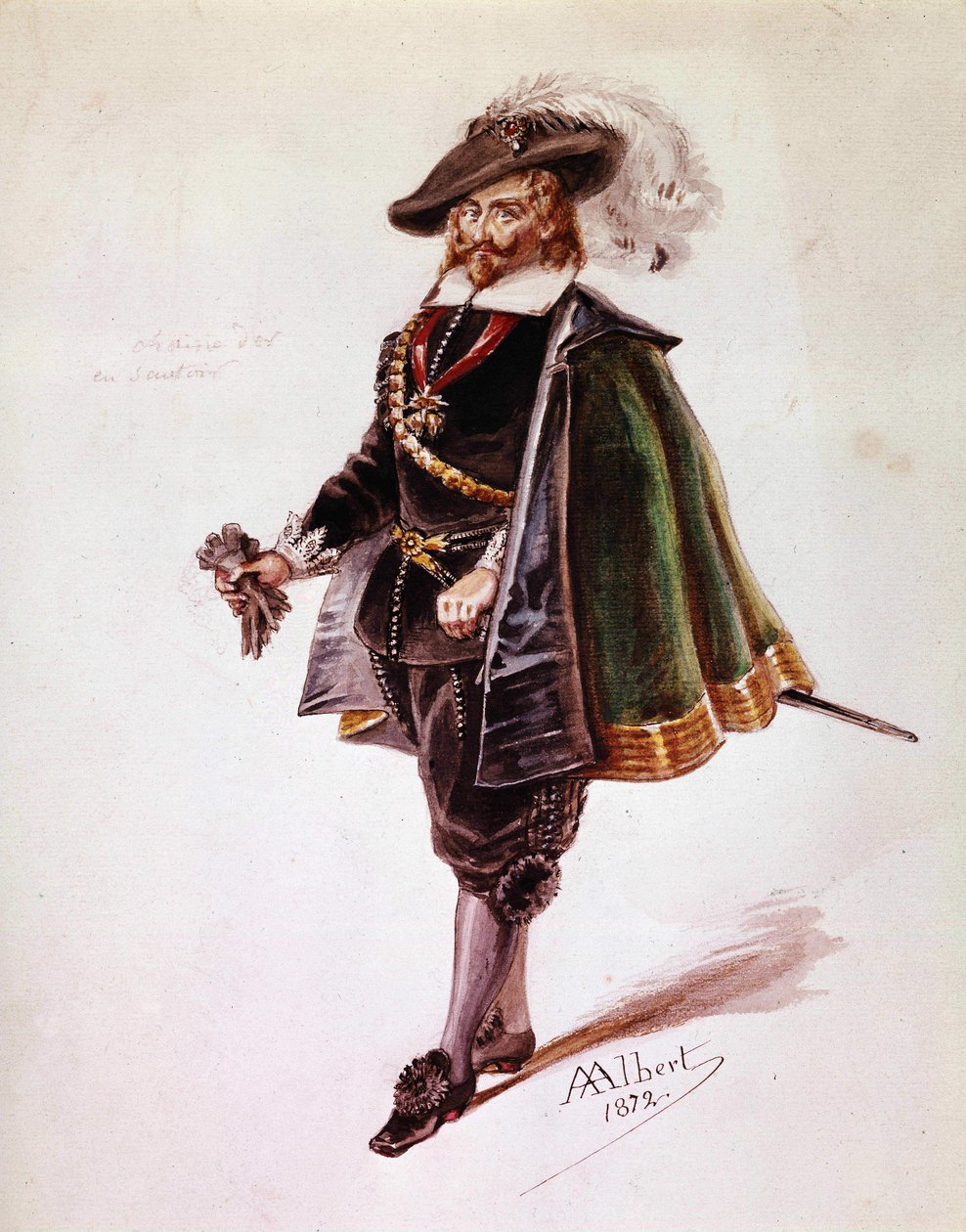 Traje de Don Salluste para Ruy Blas de Victor Hugo. Dibujo de Albert de 1872. Maison Victor Hugo, París. de French School