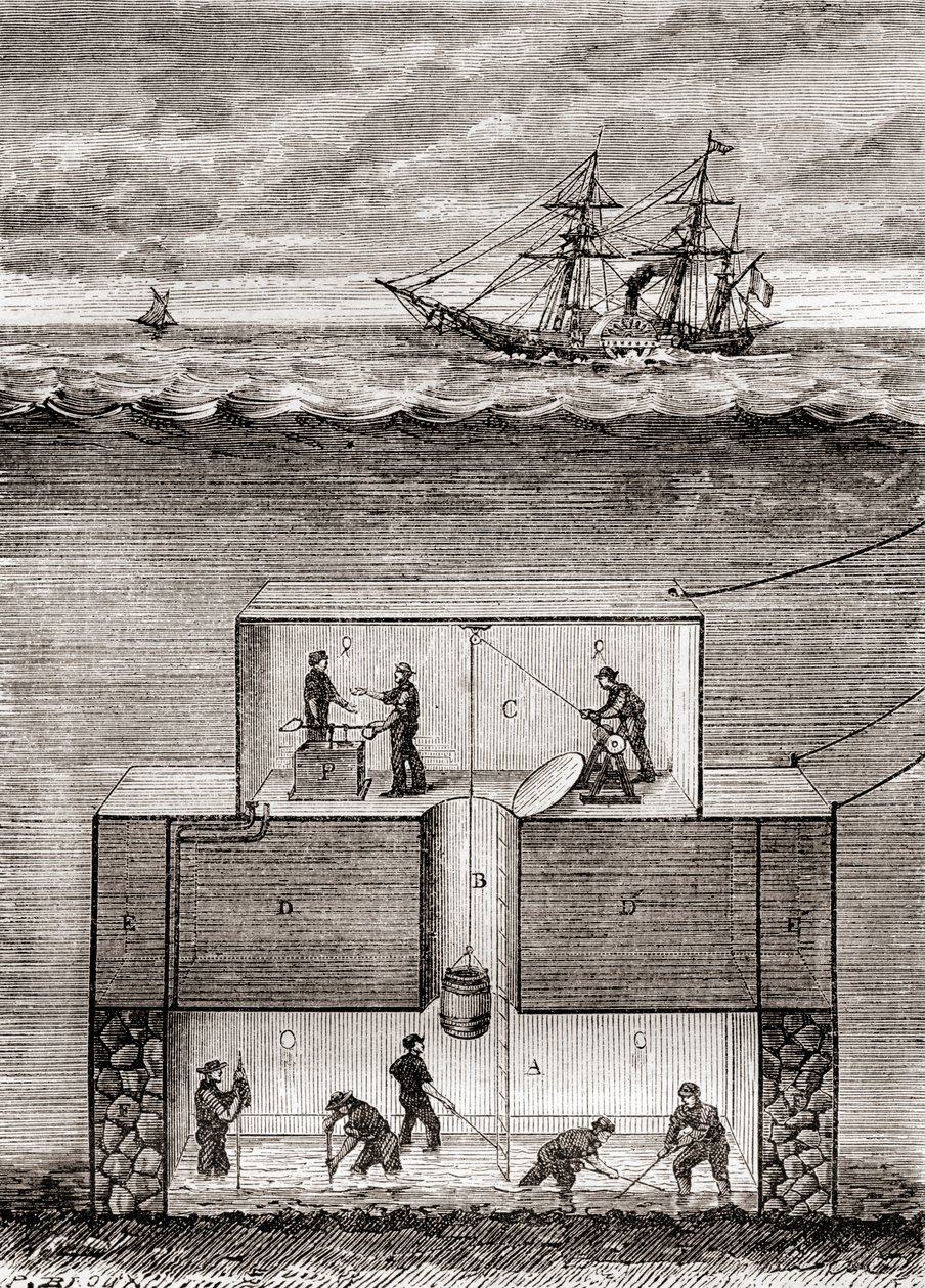 El barco submarino a vapor del Dr. Antoine Prosper Payerne del siglo XIX, denominado 
