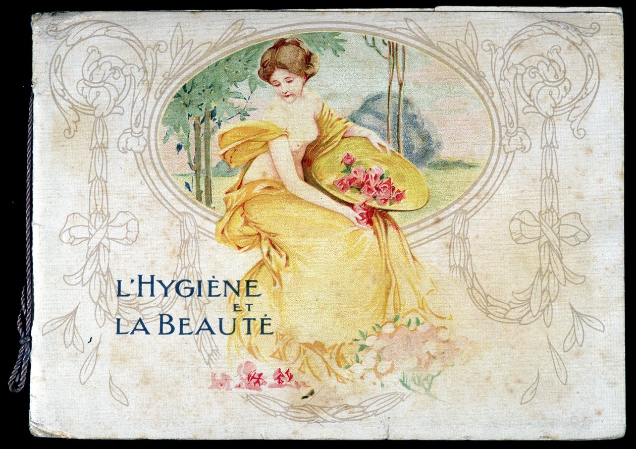 Dibujo que representa a una joven desnuda simbolizando higiene y belleza de French School