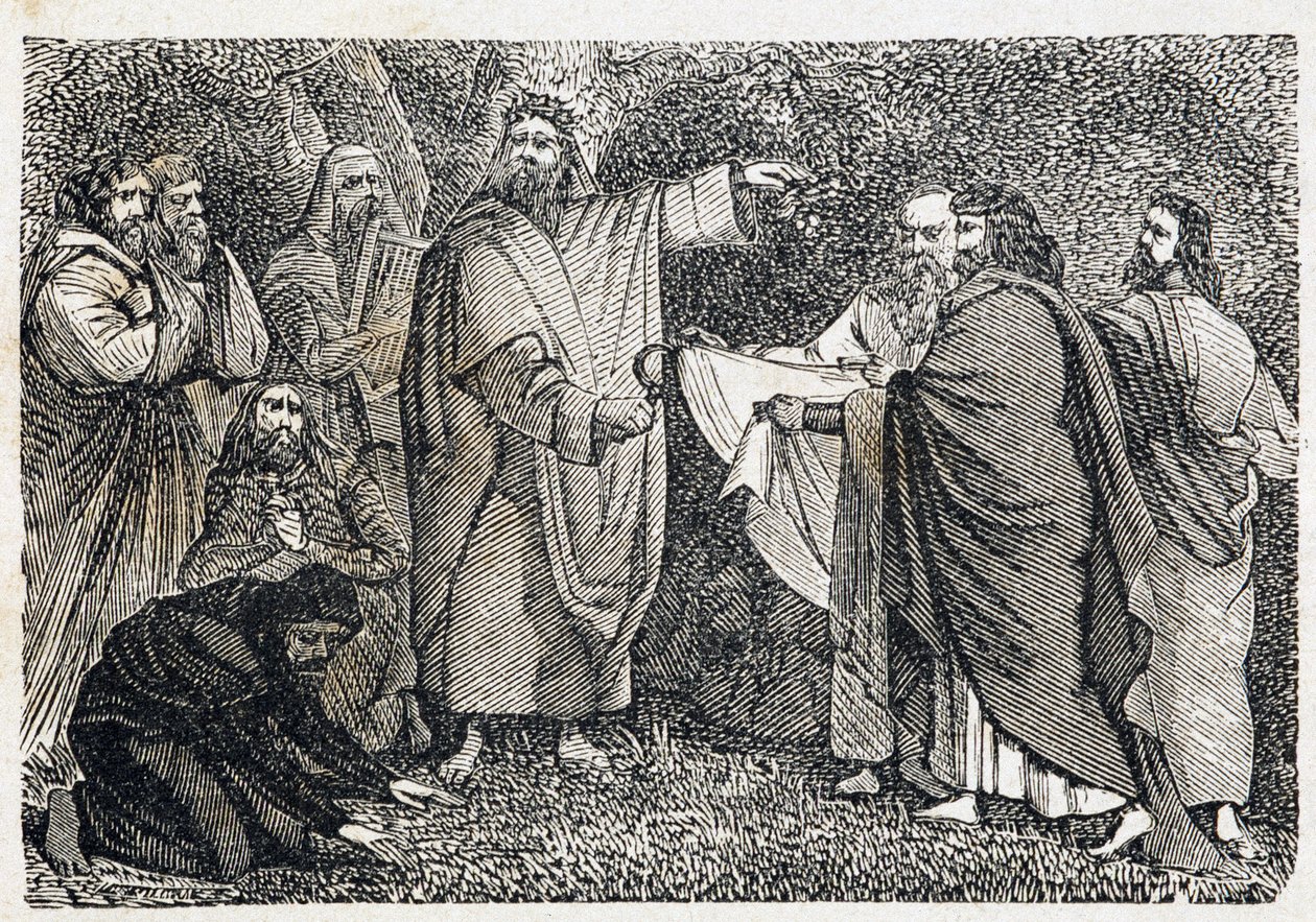 Druidas recogiendo muérdago - en "París a través de los siglos" de French School