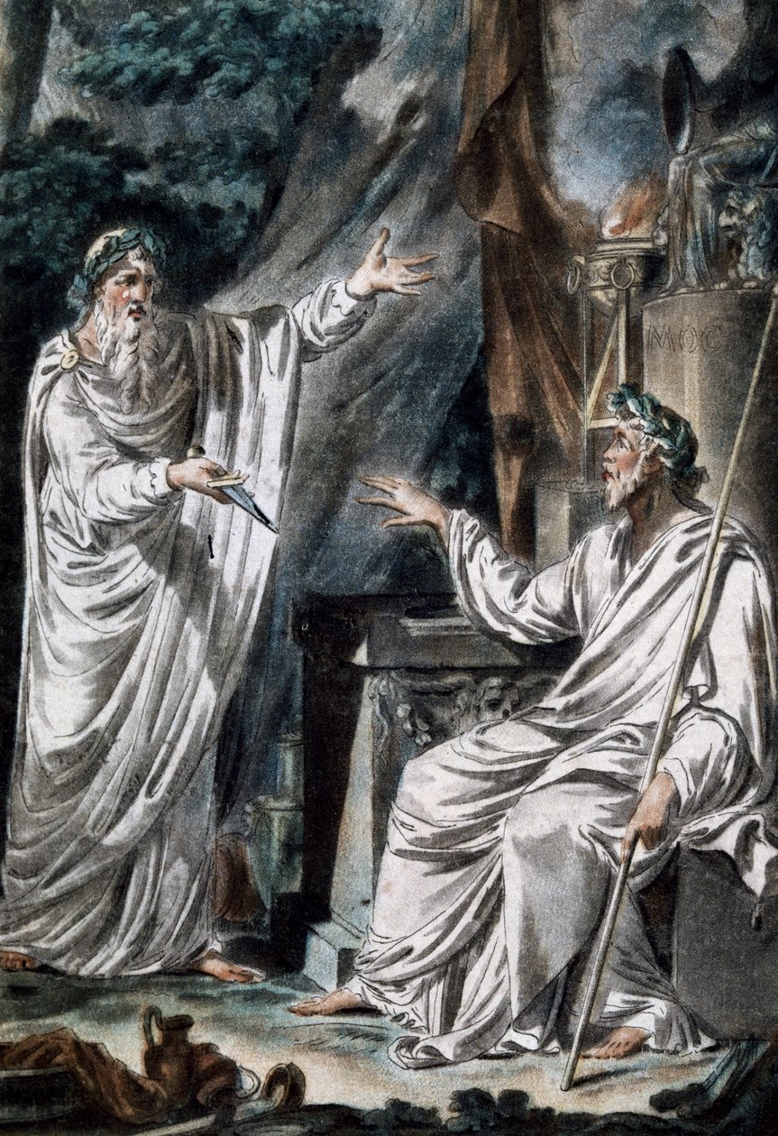 Druidas, trajes de escena, grabado. Francia de French School