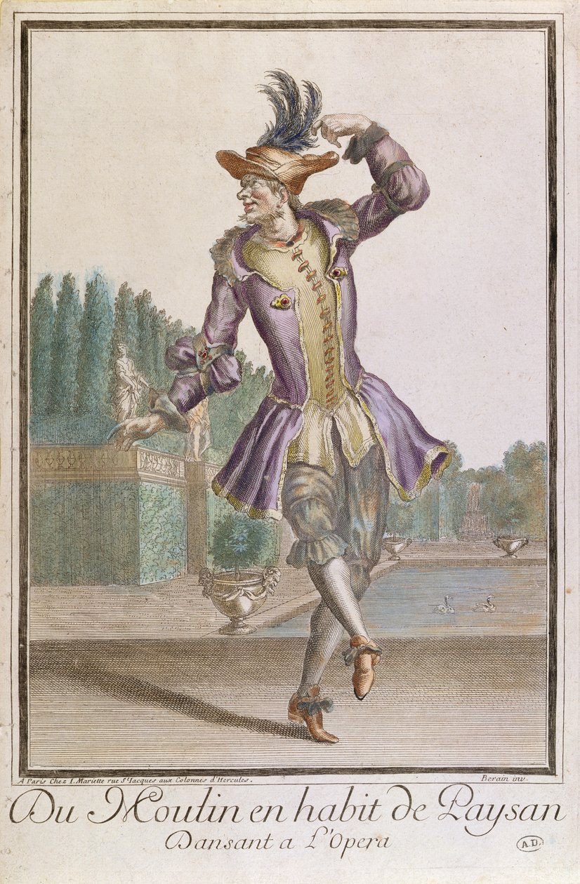 Du Moulin en un Traje de Campesino para un ballet en la Ópera, publicado por Mariette, finales del siglo XVII de French School