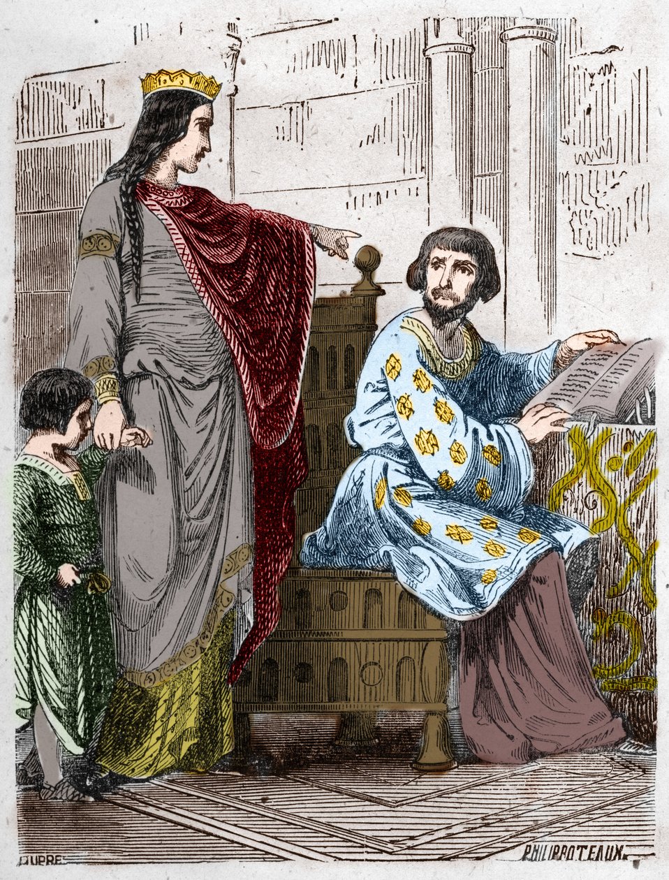 Dinastía de los Capetos: Constanza de Arles (986-1032), Reina de Francia, con Roberto II el Piadoso (972-1031). de French School