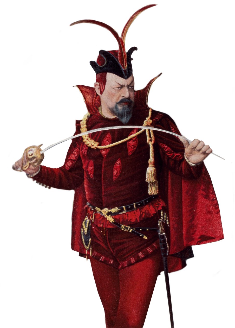 Edouard de Reszke en el papel de Mefistófeles - Edouard de Reszke (1853-1917) en el papel de Mefistófeles (Mefisto) en “Fausto” - en “El Teatro” del 01/09/1905 de French School