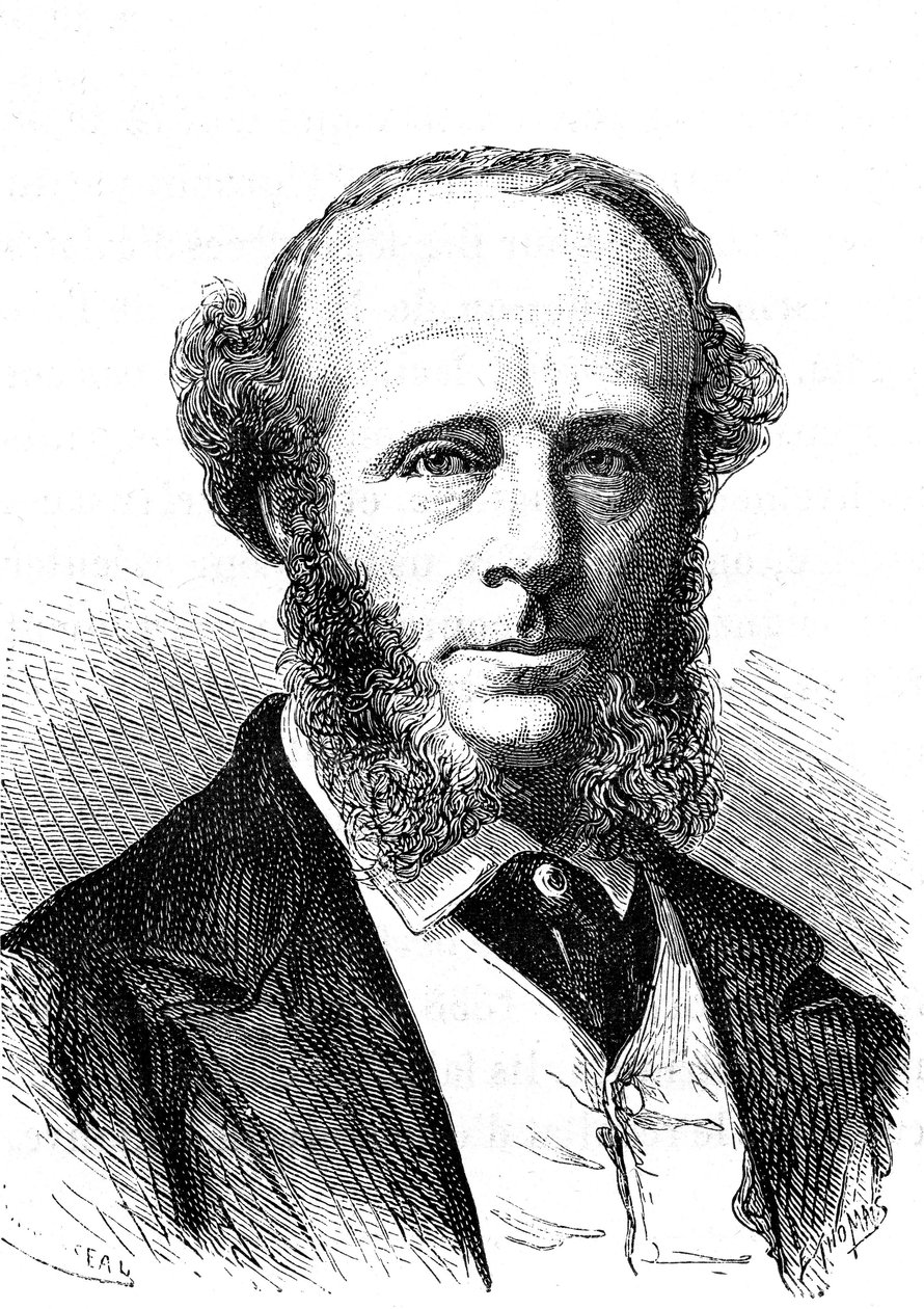 Edward Orange Wildman WITEHOUSE (1816-1890), ingeniero eléctrico inglés del cable telegráfico transatlántico. Grabado 1868 de French School