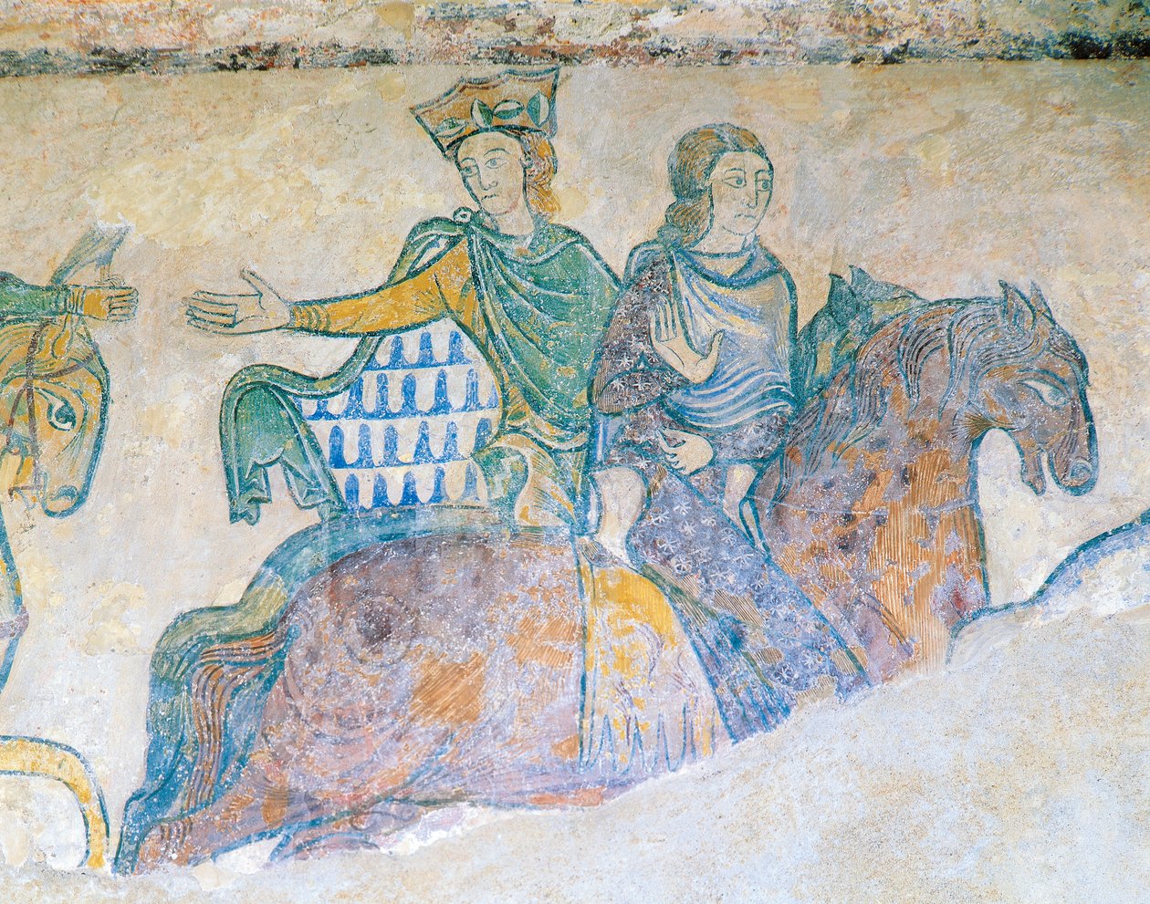 Leonor de Aquitania, Reina de Inglaterra y su nuera Isabel de Angulema a caballo de French School
