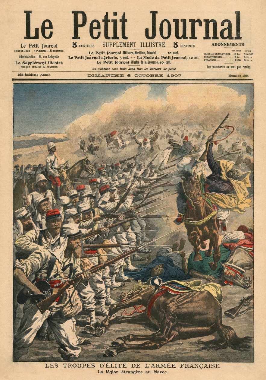 Tropas de élite del ejército francés, Legión Extranjera Francesa en Marruecos, ilustración de 