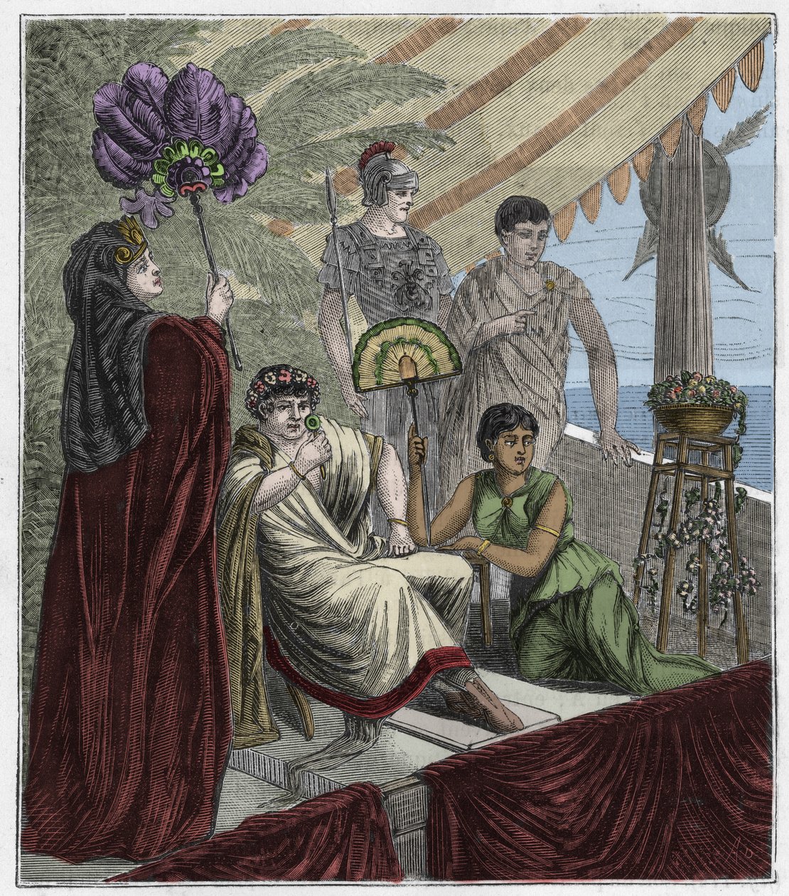 Lente de esmeralda utilizada como instrumento óptico por el emperador Nerón, emperador de Roma (54-68 d.C.) observando el combate de gladiadores a través de una esmeralda cóncava para corregir su miopía - Grabado en "Sciences mises à la range de tous" de French School