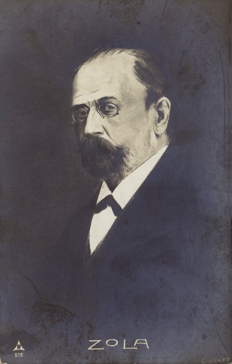 Emile Zola (1840-1902), novelista, periodista y dramaturgo francés (litografía) de French School