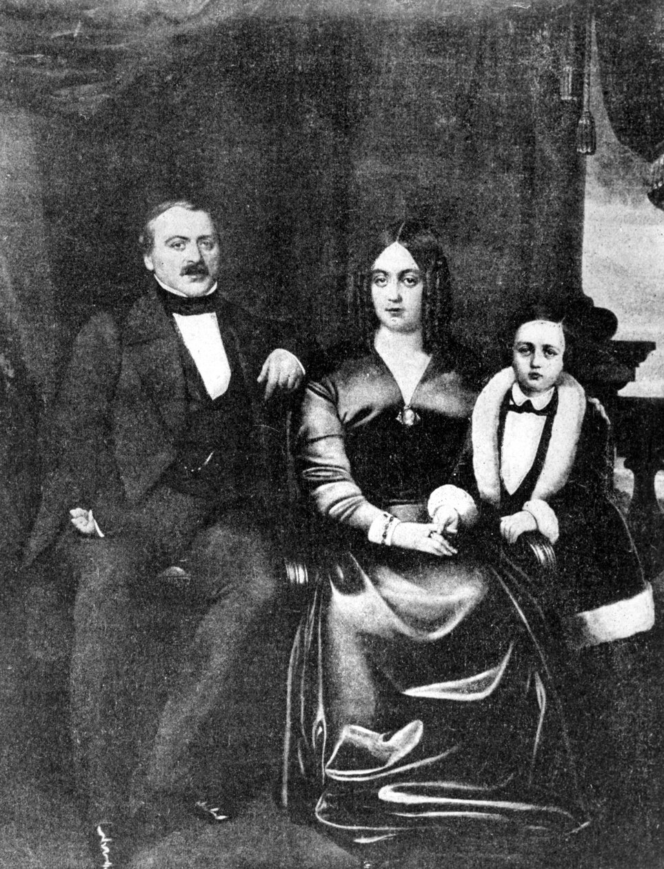 Emile Zola y sus padres, c.1846 de French School