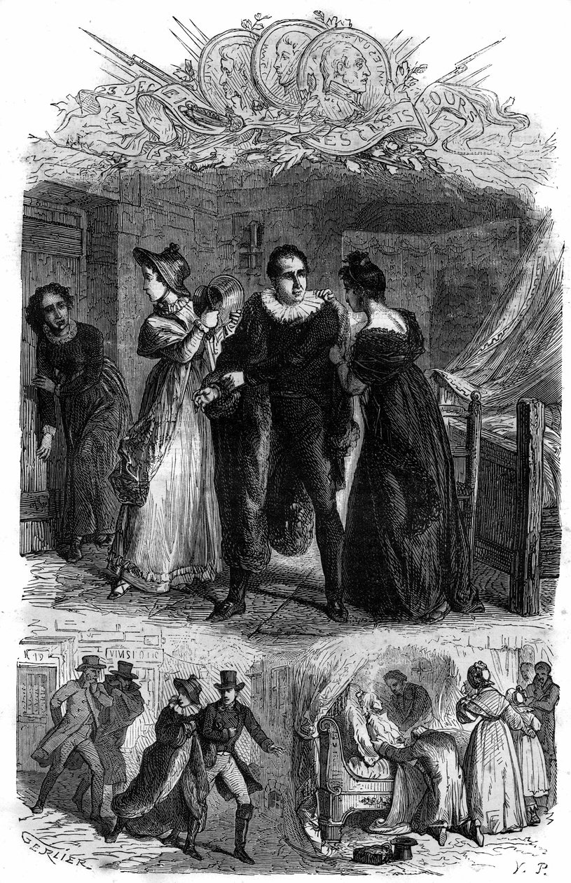 Emilie de Lavalette, conocida como Madame de la Valletta, ayudó a su esposo Antoine Marie Chamans, conde de Lavalette (1769-1830, director de la Oficina de Correos) a escapar de la Conciergerie durante la revolución. Grabado en “Histoire des Papes-Rois-Rei de French School