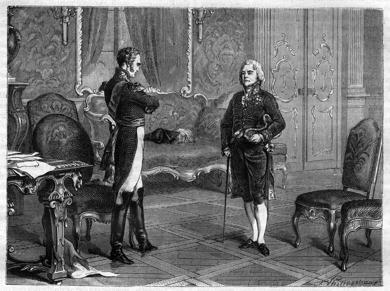 Emperador Alejandro I de Rusia (1777-1825) con Charles Maurice de Talleyrand Périgord (1754-1838) de French School