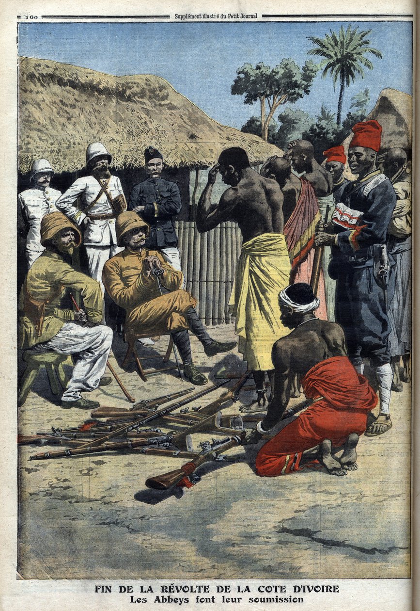 Fin de la revuelta de Costa de Marfil, los Abbeys se rinden al comandante Nogues, ilustración de 