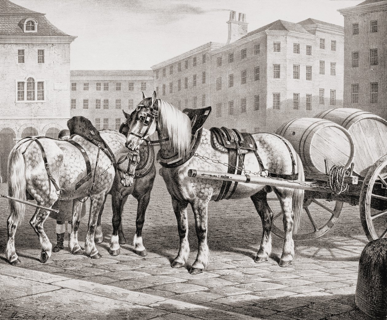 Caballos de Granja Ingleses, 1823 de French School