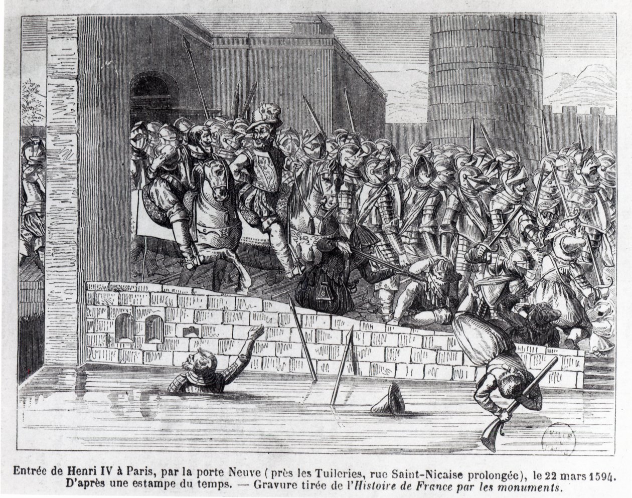 Entrada de Enrique IV (1553-1610) en París, 22 de marzo de 1594 (grabado) de French School