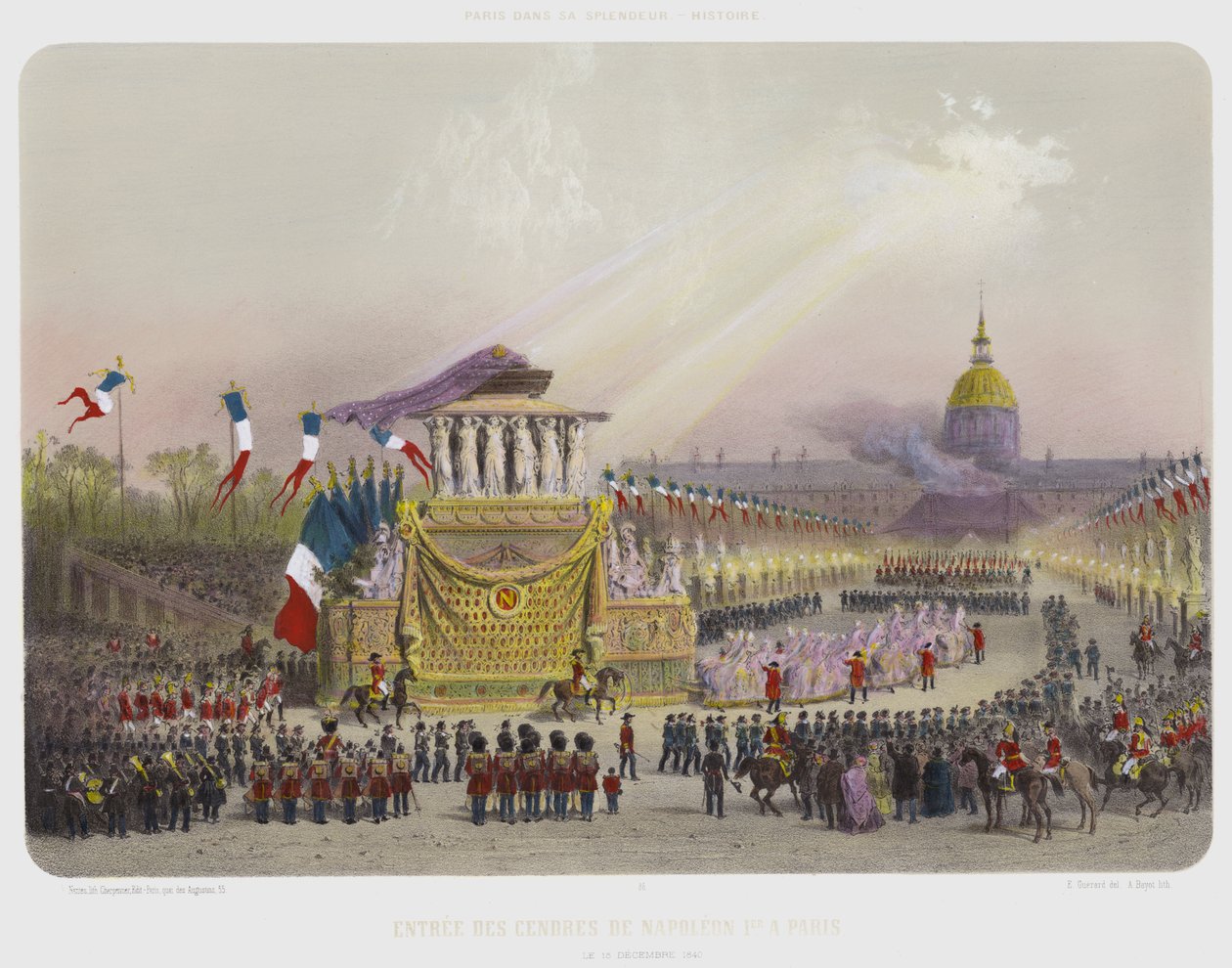 Entree Des Cendres De Napoleon 1er A Paris, Le 15 Decembre 1840 (litografía en color) de French School