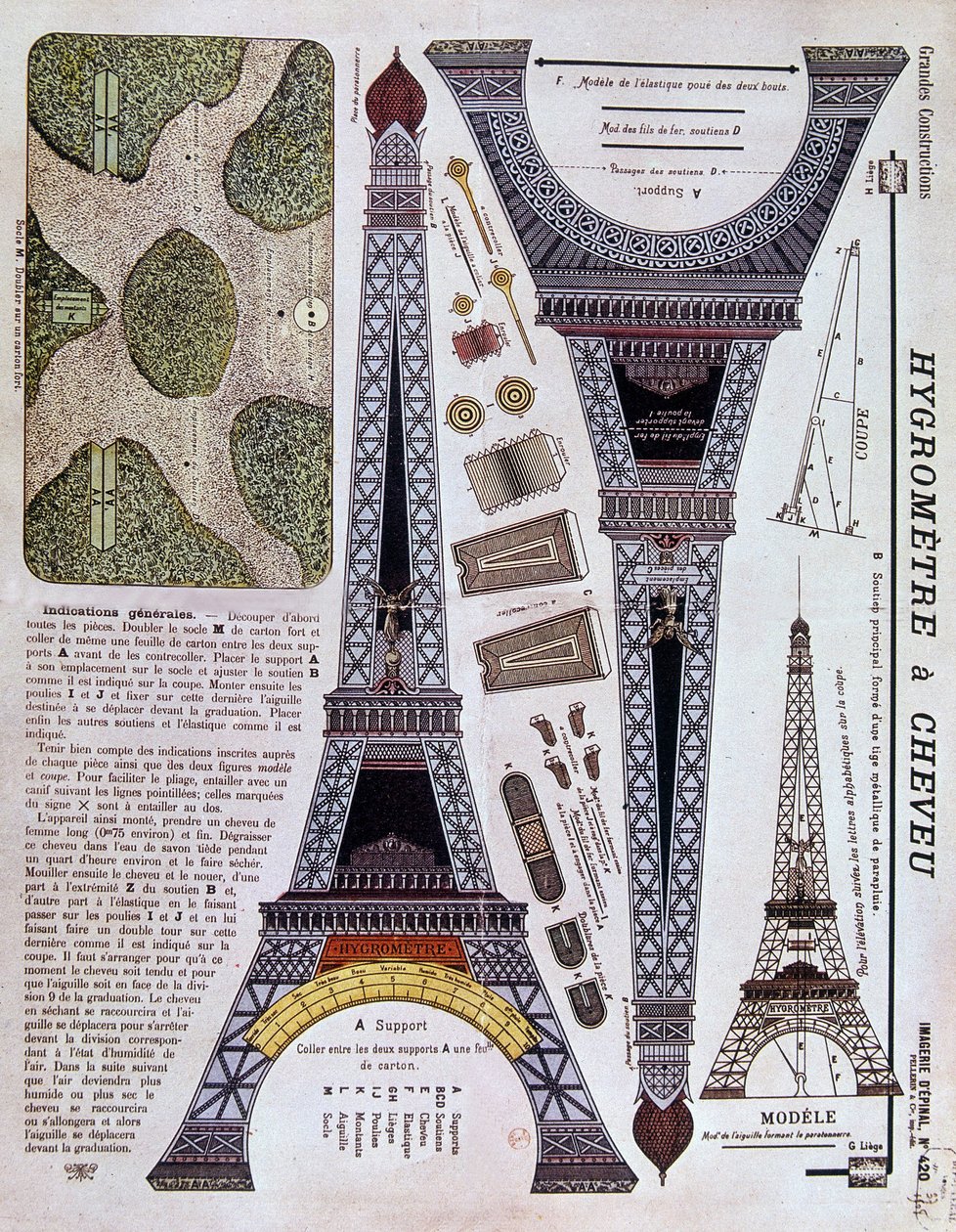 Imágenes de Épinal número 420 (Gran Construcción) de 1908 sobre la Torre Eiffel de French School