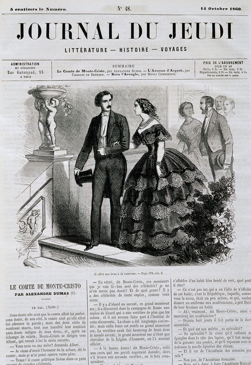 Episodio de la serie de novelas El Conde de Montecristo (Montecristo) - en “Le Journal du Jeudi” del 14/10/1860 de French School