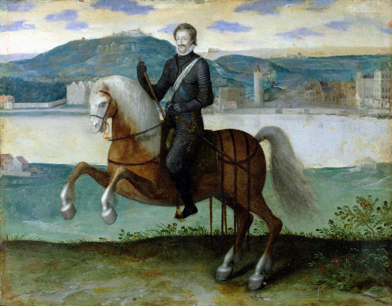 Retrato Ecuestre de Enrique IV (1553-1610) Rey de Francia, ante los muros de París, 1594 de French School