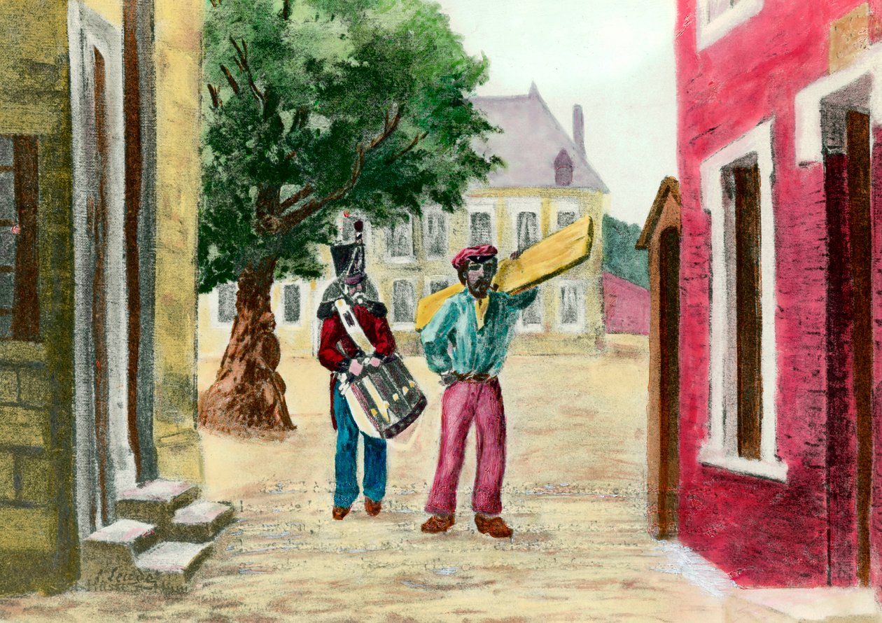 Escape de Napoleón III: el Príncipe Napoleón III disfrazado de albañil escapó del Fuerte de Ham en 1846. Grabado del siglo XIX. Colección privada de French School