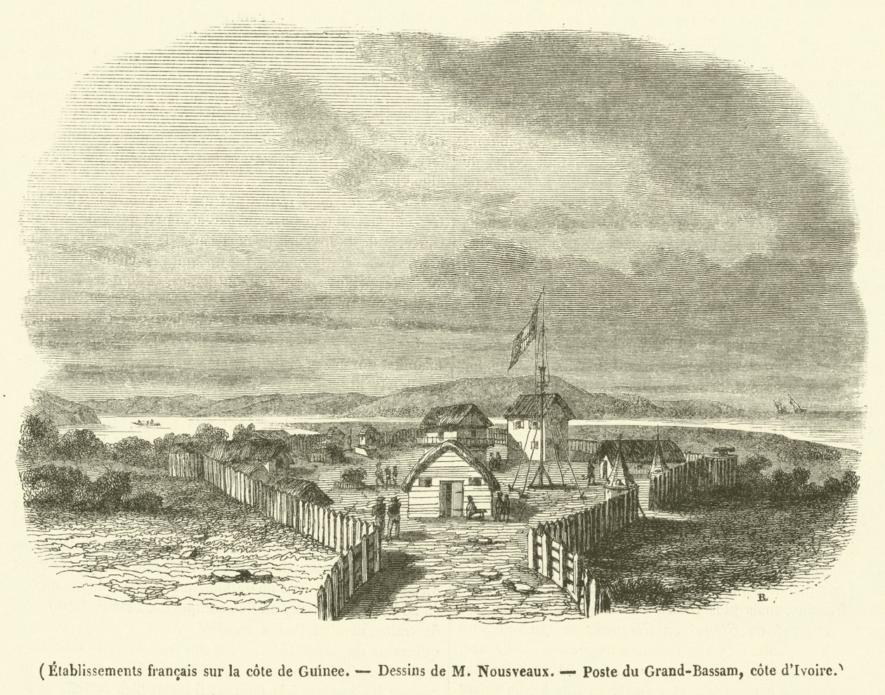 Establecimientos franceses en la costa guineana (grabado) de French School