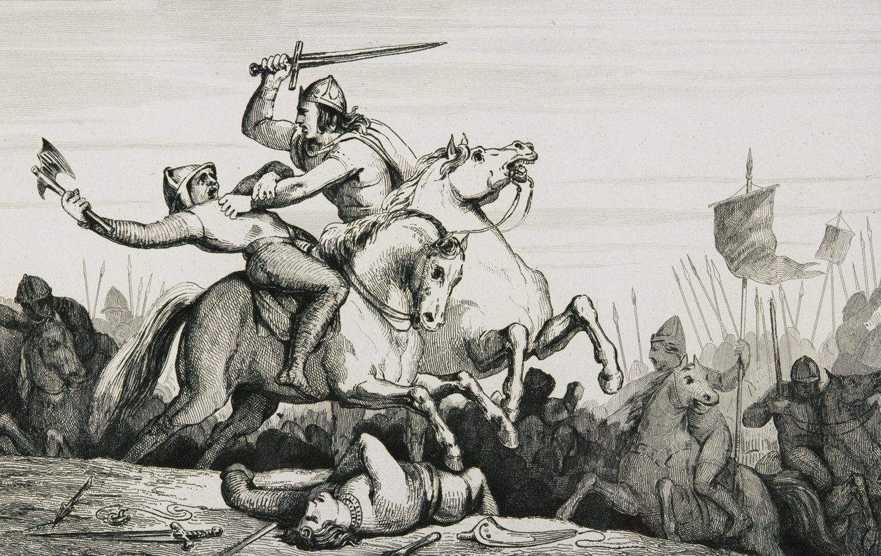 Eudes (860-98) en batalla contra los normandos, de 