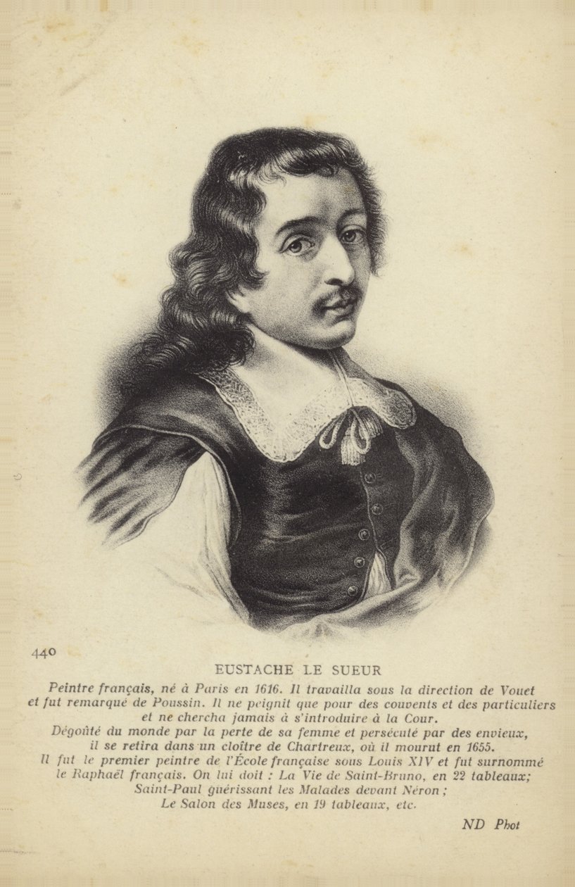 Eustache Le Sueur, pintor francés (litografía) de French School