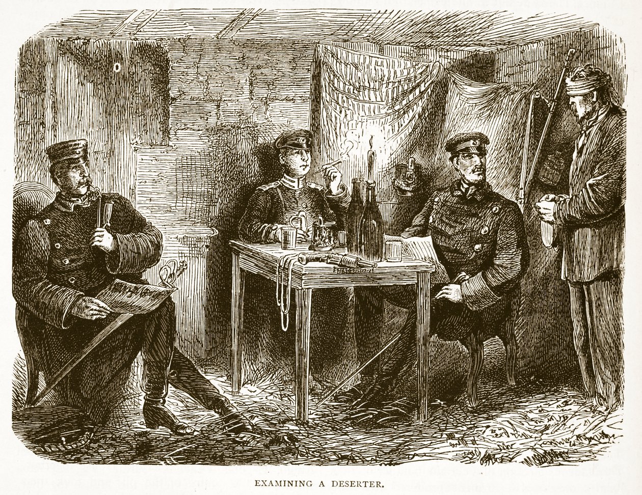 Examinando a un desertor, ilustración de la Historia de la Guerra entre Francia y Alemania de Cassell, 1870-1871 de French School