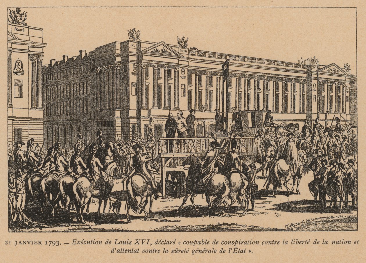 Ejecución del rey Luis XVI de Francia, París, Revolución Francesa, 21 de enero de 1793 (grabado) de French School
