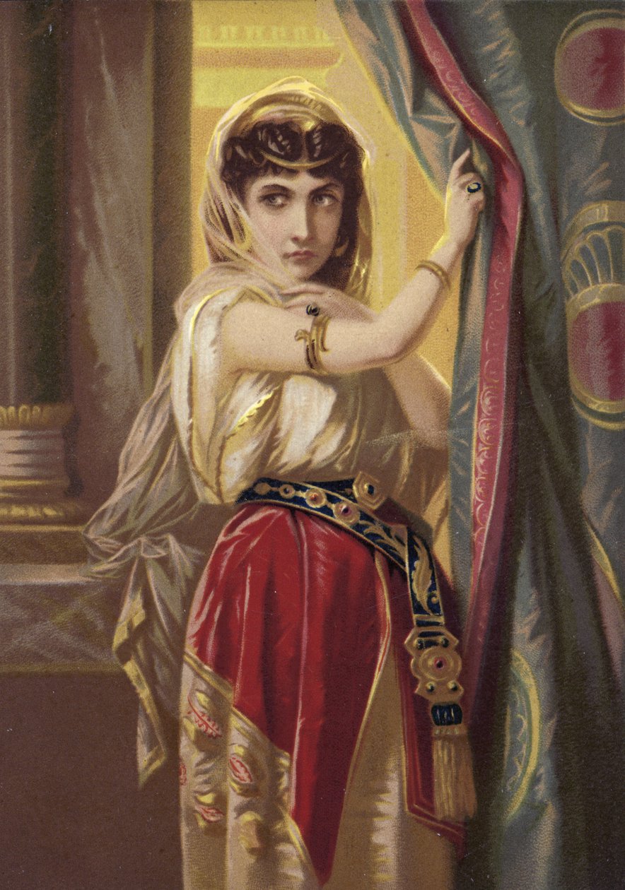 Chica exótica con joyas de oro (cromolito) de French School