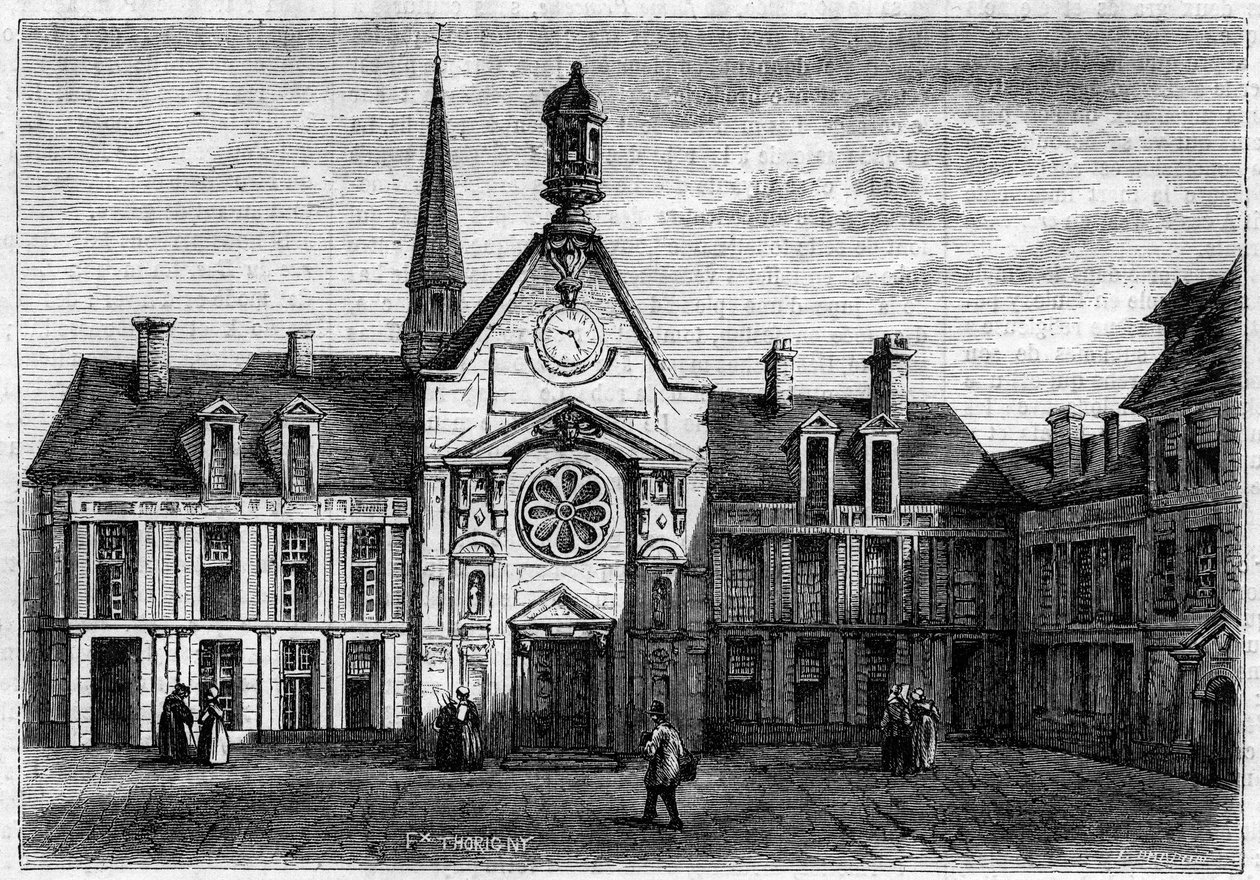 Vista exterior del Hospital de Mujeres Incurables, construido entre 1634 y 1757, y restaurado en 1861. También llamado Hospital Laennec. París de French School