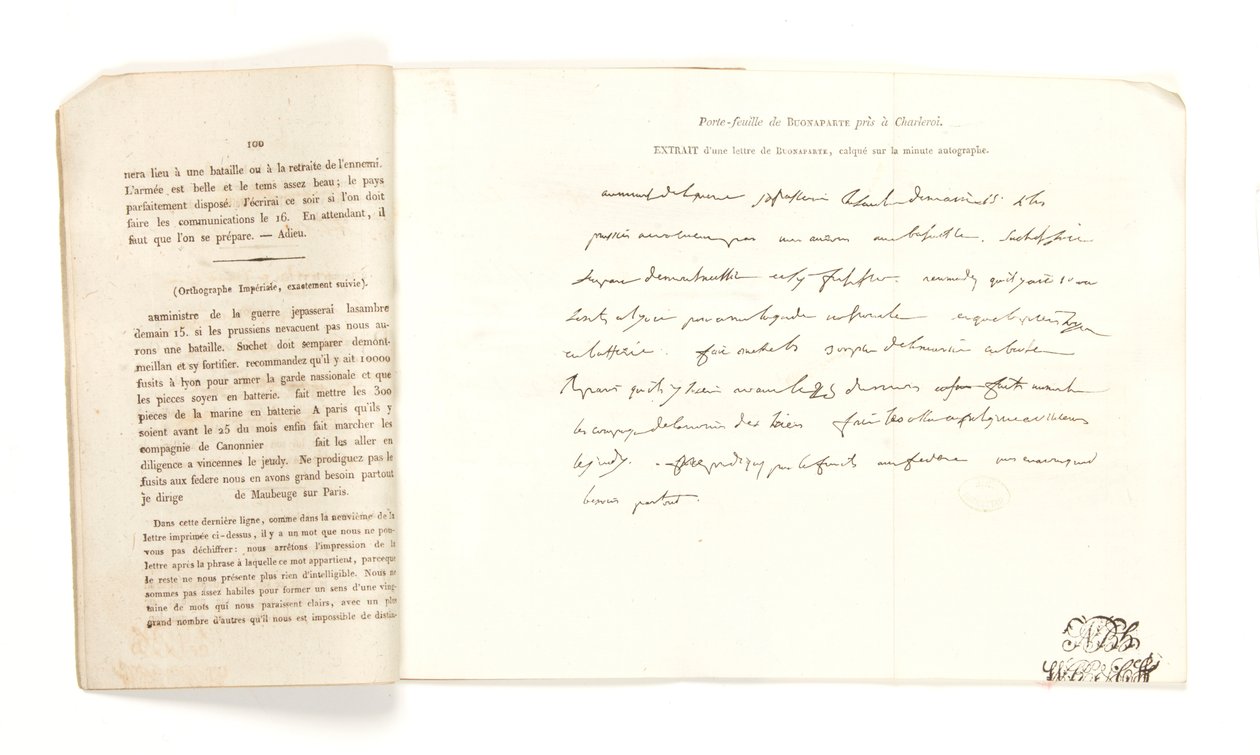 Extracto de una carta de Bonaparte, de 