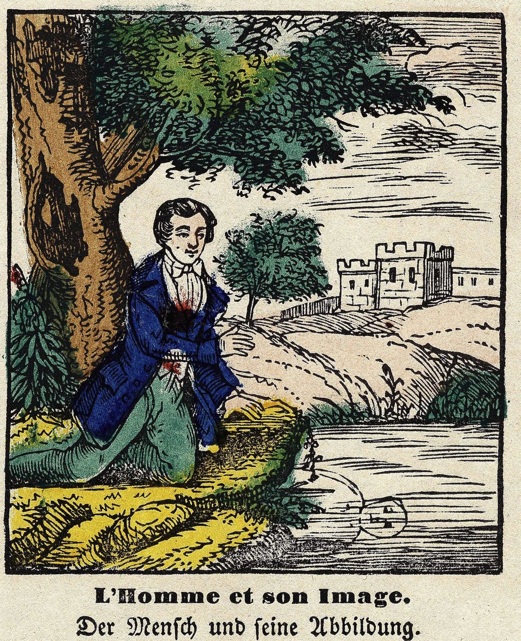 Fábulas de La Fontaine: el hombre y su imagen. Imagen de Epinal, primera mitad del siglo XIX de French School
