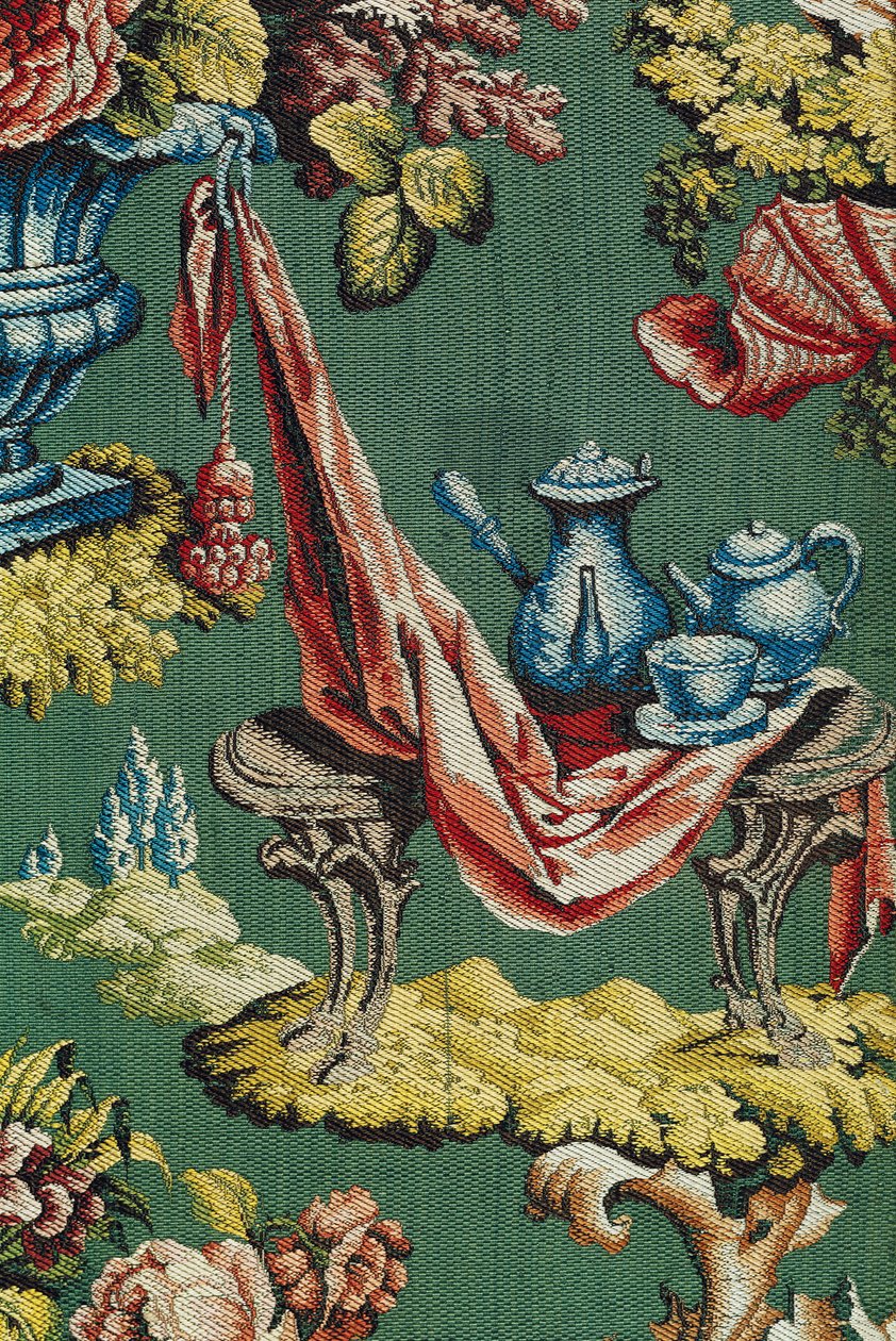 Tela que representa una chocolatera y una tetera, Taller de Lyon, c.1730 de French School