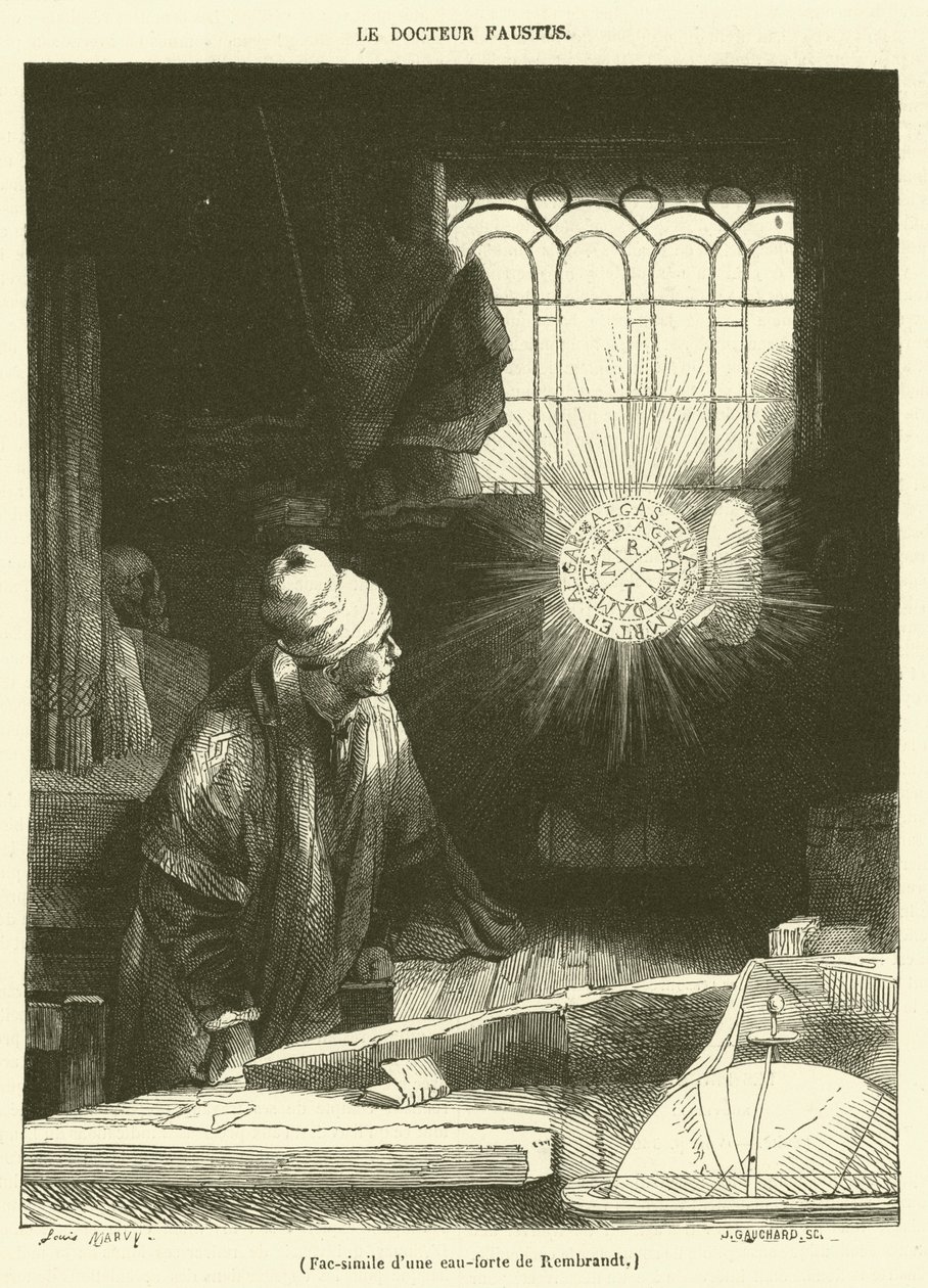Facsímil de un grabado de Rembrandt de French School